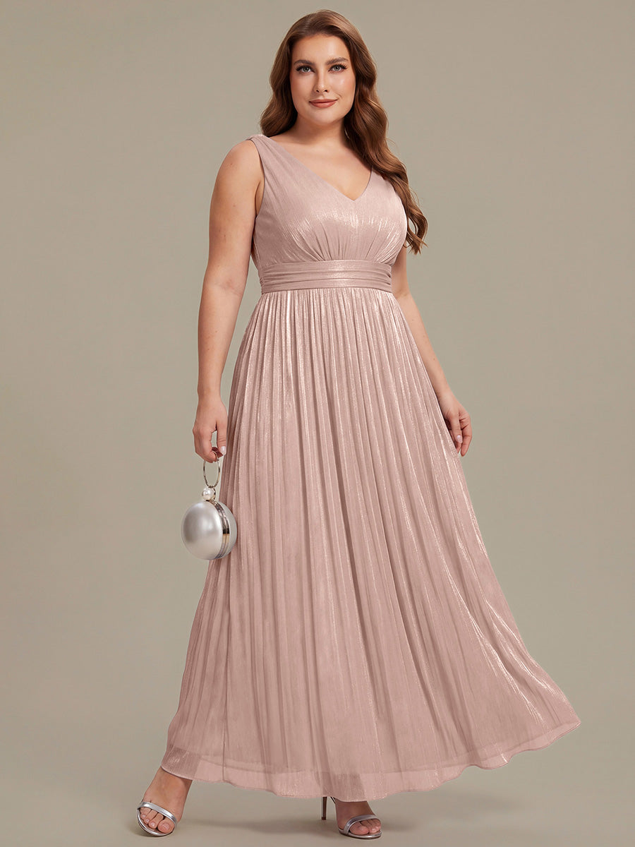 Gathered Sea-island filament fabircs Sleeveless Evening Dress