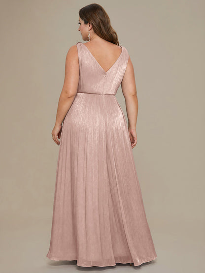 Plus Size Gathered Sea-island filament fabircs Evening Dress