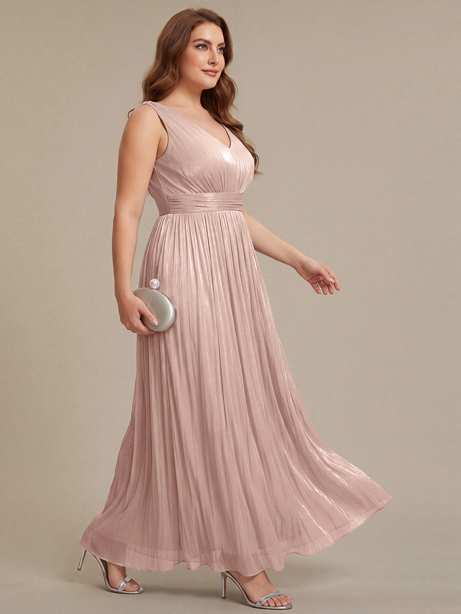 Plus Size Gathered Sea-island filament fabircs Evening Dress