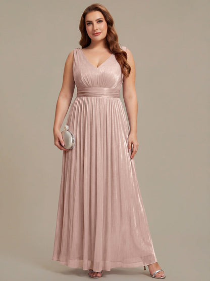 Gathered Sea-island filament fabircs Sleeveless Evening Dress