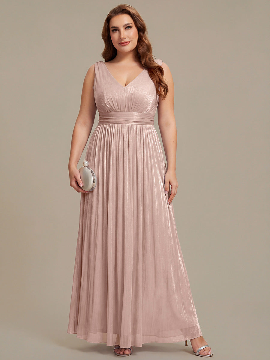 Plus Size Gathered Sea-island filament fabircs Evening Dress