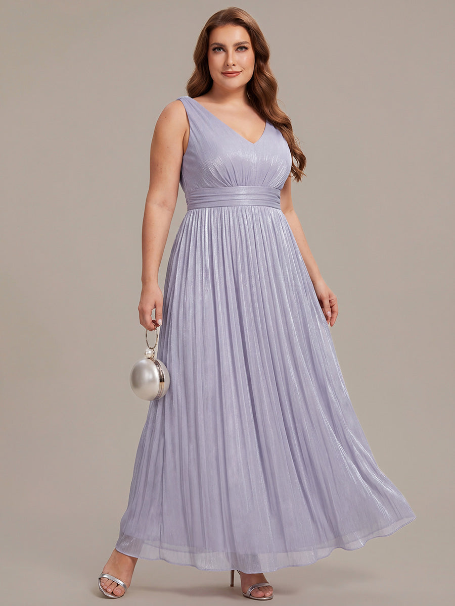 Gathered Sea-island filament fabircs Sleeveless Evening Dress