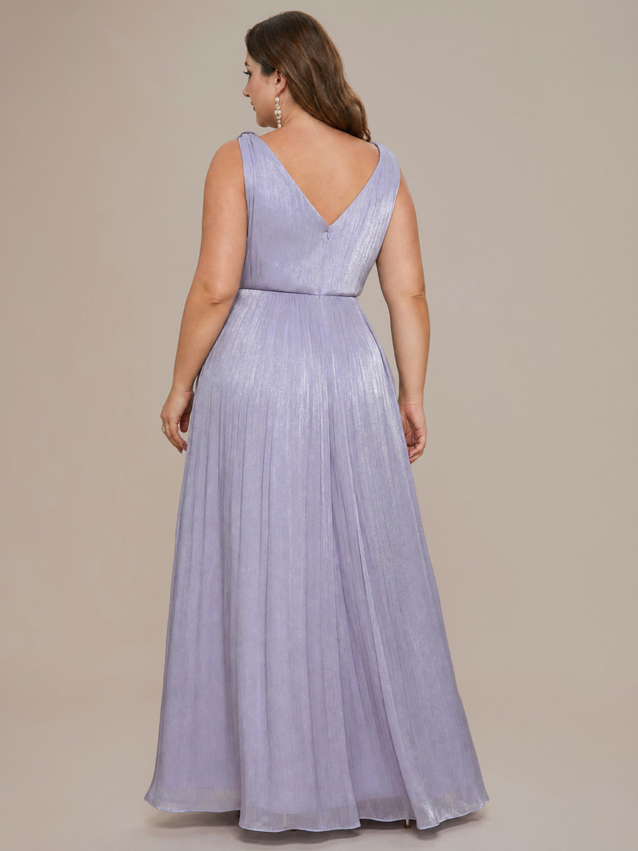 Gathered Sea-island filament fabircs Sleeveless Evening Dress