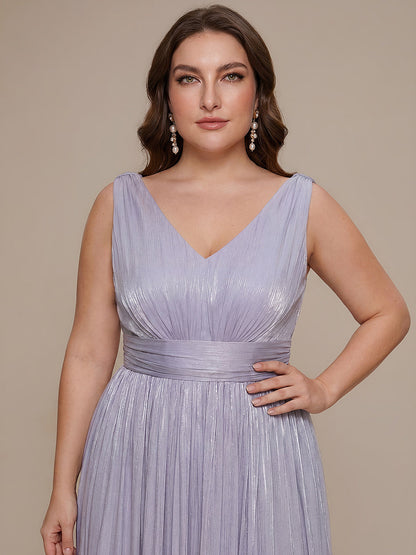 Plus Size Gathered Sea-island filament fabircs Evening Dress