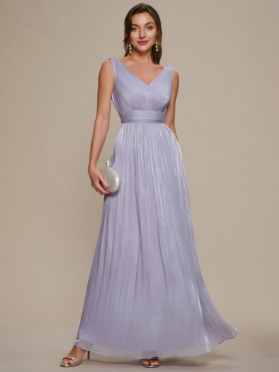 Gathered Sea-island filament fabircs Sleeveless Evening Dress
