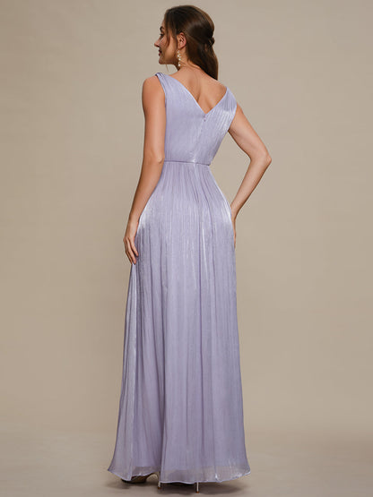Gathered Sea-island filament fabircs Sleeveless Evening Dress