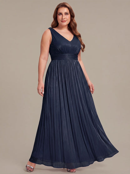 Gathered Sea-island filament fabircs Sleeveless Evening Dress