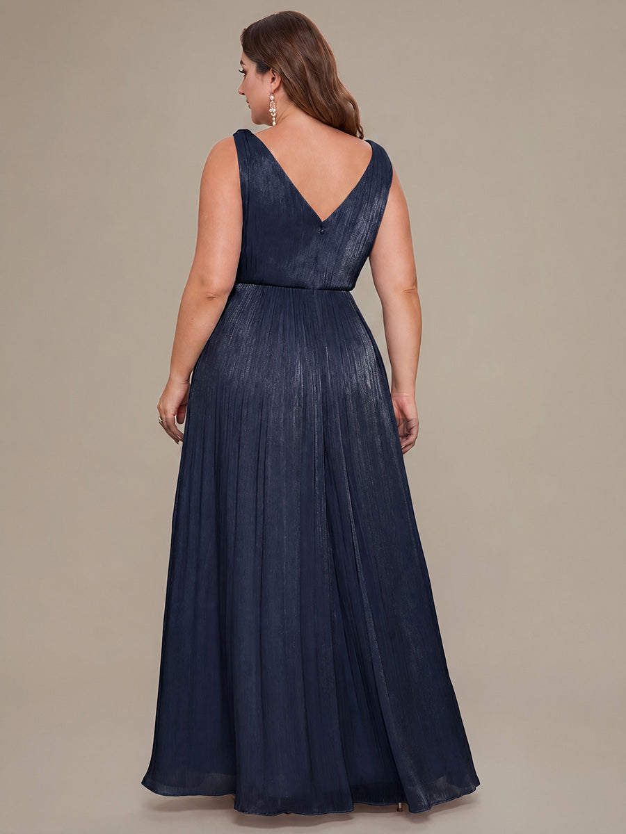 Plus Size Gathered Sea-island filament fabircs Evening Dress