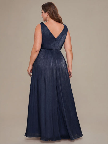 Plus Size Gathered Sea-island filament fabircs Evening Dress