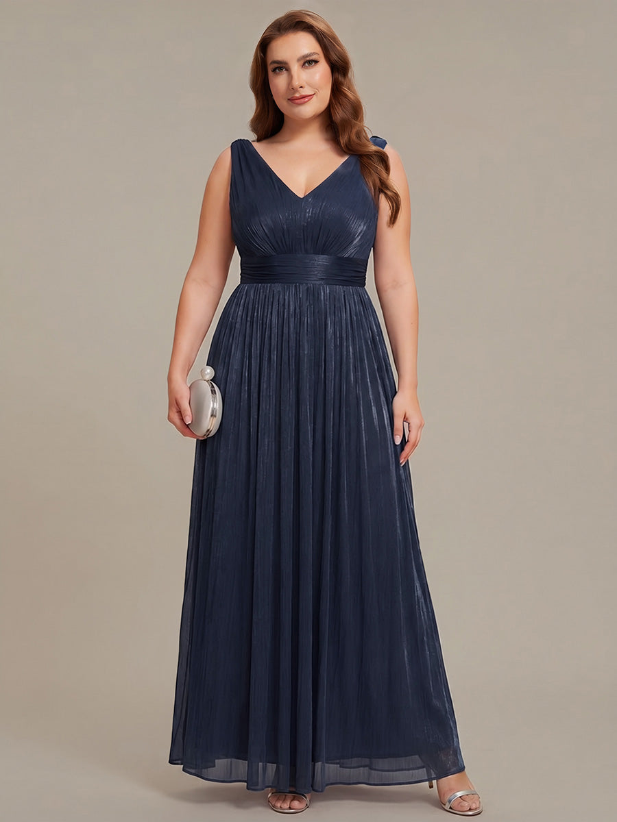 Plus Size Gathered Sea-island filament fabircs Evening Dress