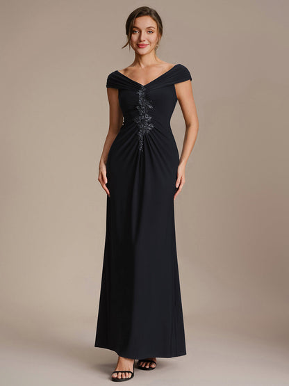 Knit Off-the-shoulder Sleeve Bodycon Evening Dress