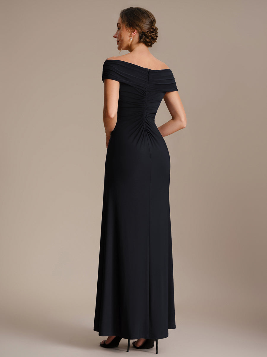Knit Off-the-shoulder Sleeve Bodycon Evening Dress