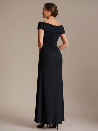 Knit Off-the-shoulder Sleeve Bodycon Evening Dress