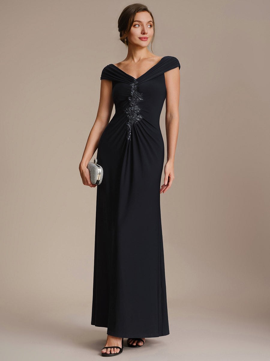 Knit Off-the-shoulder Sleeve Bodycon Evening Dress