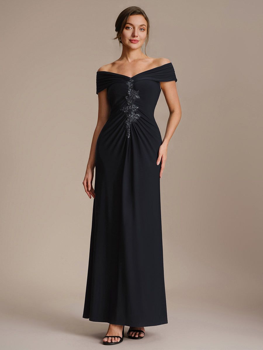 Knit Off-the-shoulder Sleeve Bodycon Evening Dress