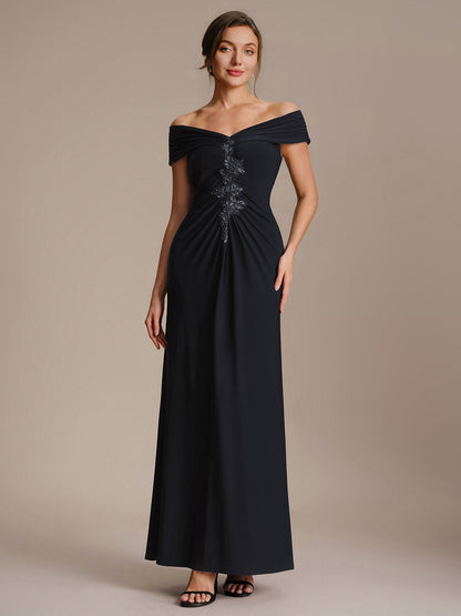 Knit Off-the-shoulder Sleeve Bodycon Evening Dress