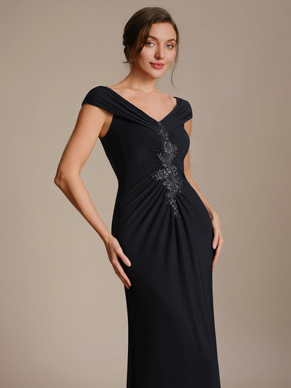 Knit Off-the-shoulder Sleeve Bodycon Evening Dress