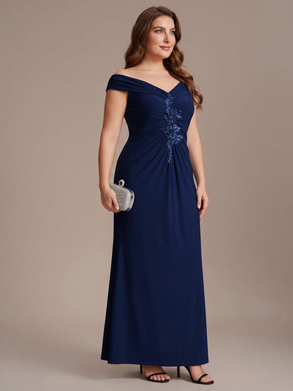 Knit Off-the-shoulder Sleeve Bodycon Evening Dress