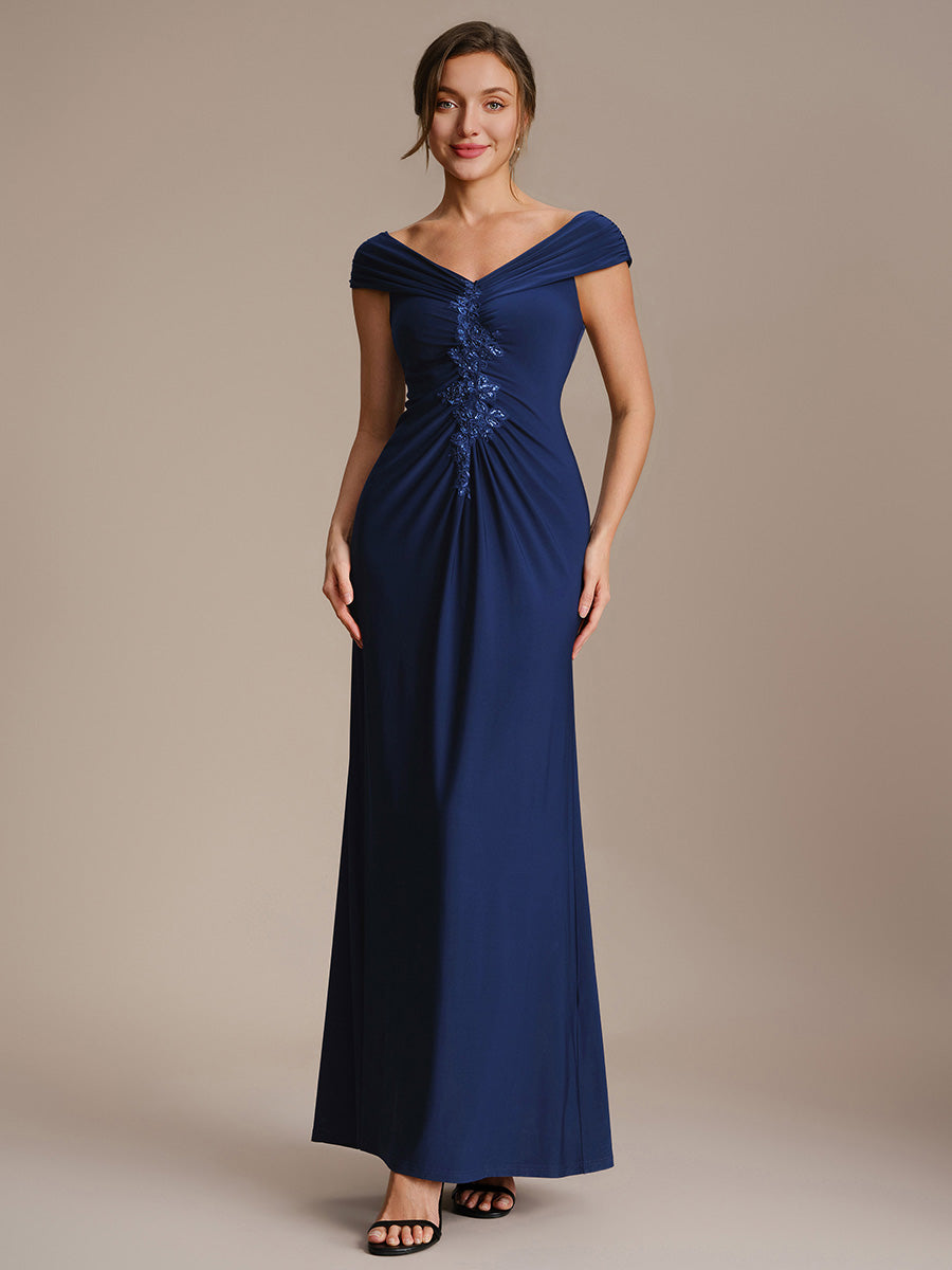 Knit Off-the-shoulder Sleeve Bodycon Evening Dress