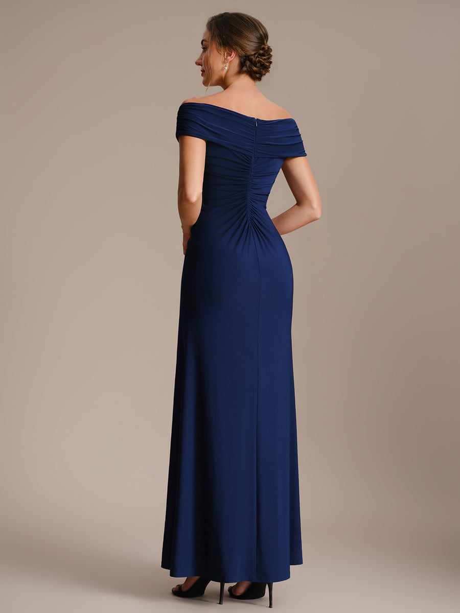 Knit Off-the-shoulder Sleeve Bodycon Evening Dress