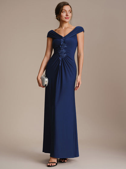 Knit Off-the-shoulder Sleeve Bodycon Evening Dress