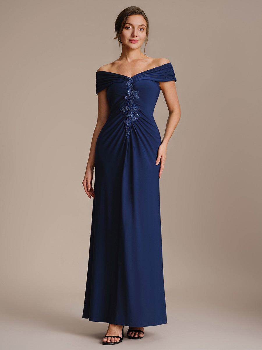 Knit Off-the-shoulder Sleeve Bodycon Evening Dress