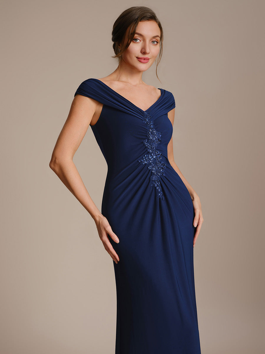 Knit Off-the-shoulder Sleeve Bodycon Evening Dress