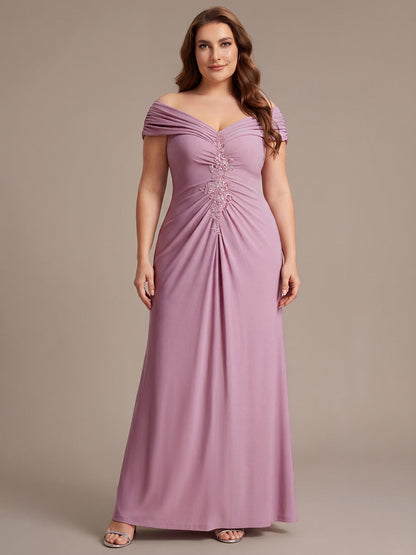 Knit Off-the-shoulder Sleeve Bodycon Evening Dress