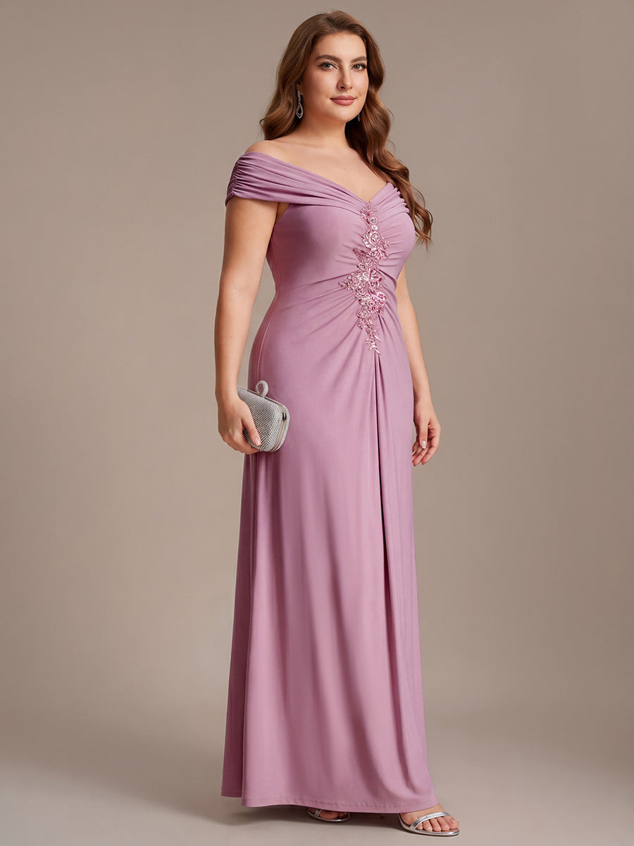Knit Off-the-shoulder Sleeve Bodycon Evening Dress