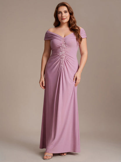 Knit Off-the-shoulder Sleeve Bodycon Evening Dress