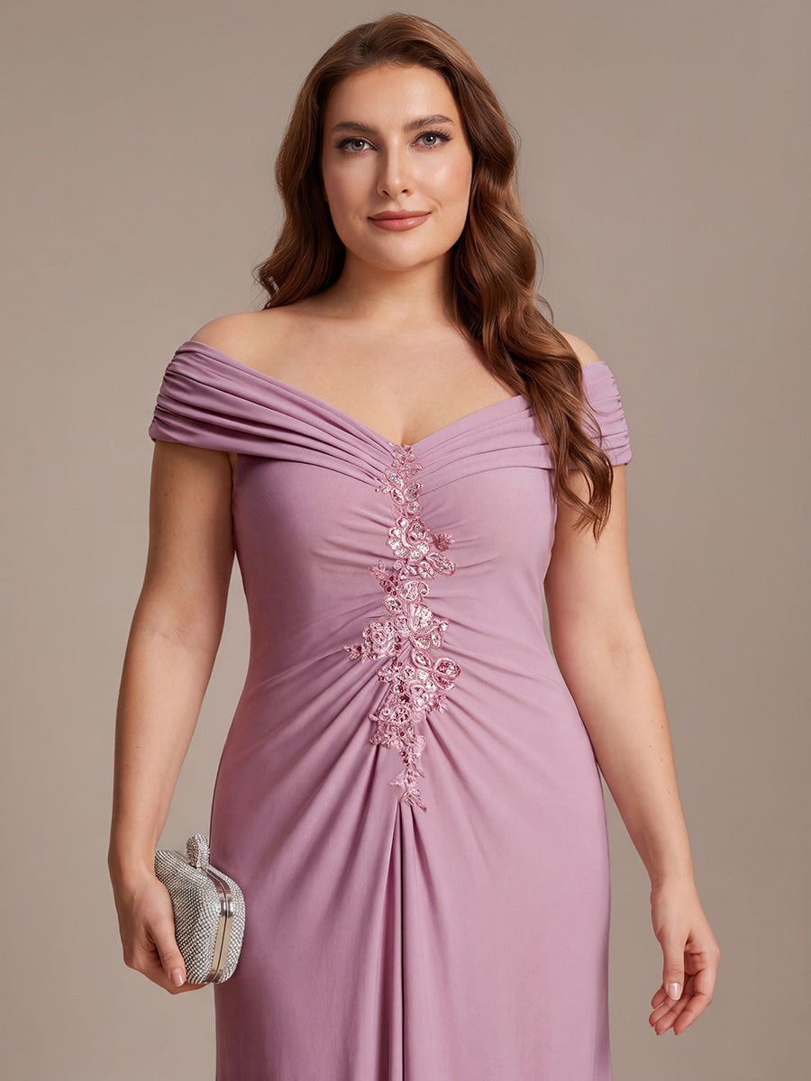 Knit Off-the-shoulder Sleeve Bodycon Evening Dress