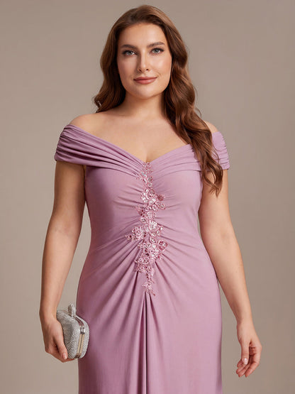 Knit Off-the-shoulder Sleeve Bodycon Evening Dress