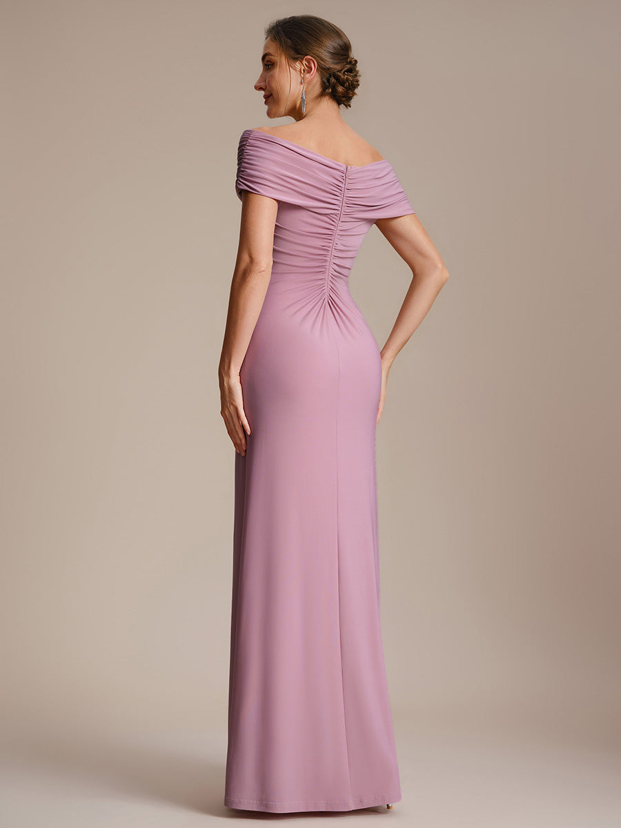 Knit Off-the-shoulder Sleeve Bodycon Evening Dress