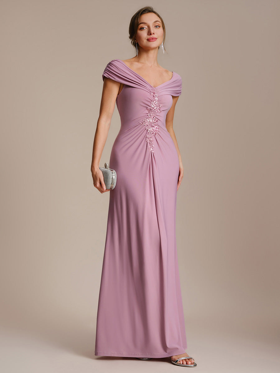 Knit Off-the-shoulder Sleeve Bodycon Evening Dress