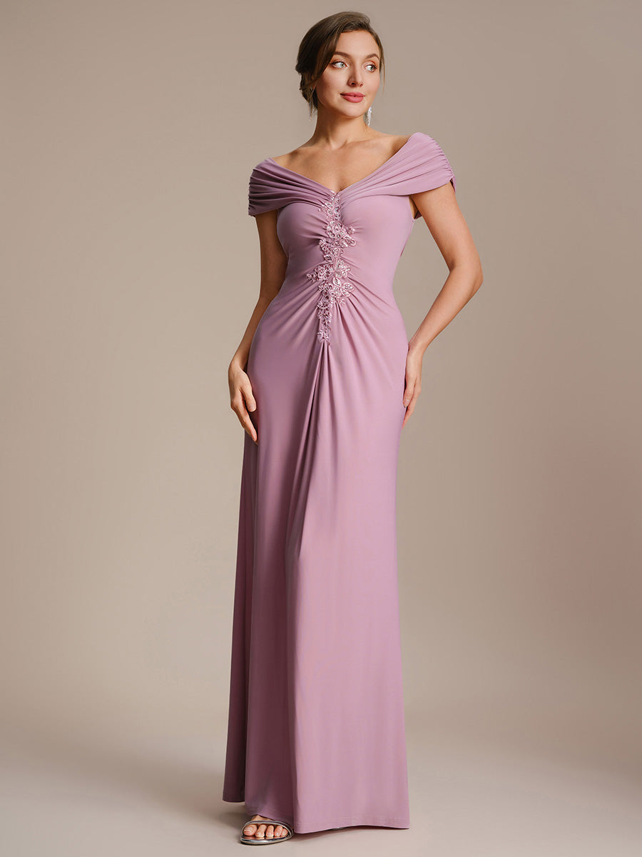 Knit Off-the-shoulder Sleeve Bodycon Evening Dress