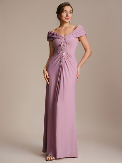 Knit Off-the-shoulder Sleeve Bodycon Evening Dress