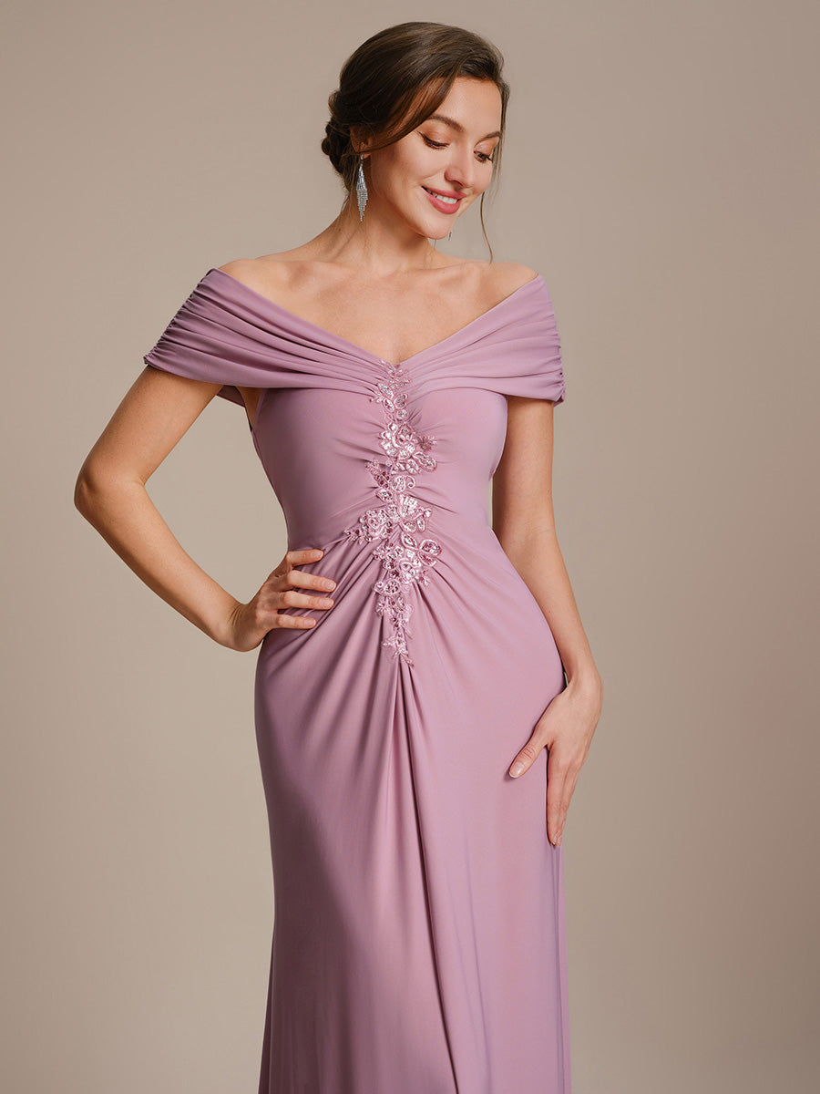 Knit Off-the-shoulder Sleeve Bodycon Evening Dress