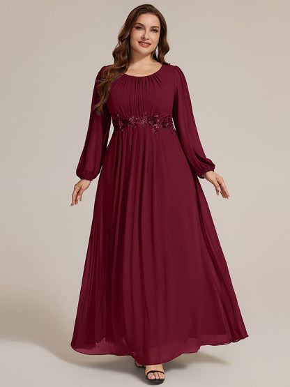 Chiffon Puff Sleeve A-Line Evening Dress