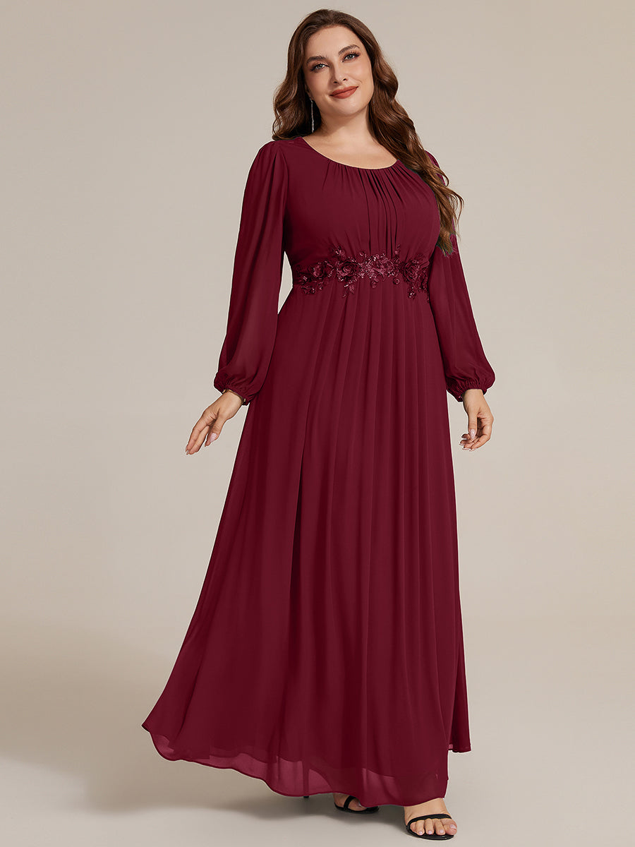 Plus Size Chiffon Puff Sleeve Evening Dress