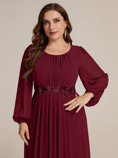 Plus Size Chiffon Puff Sleeve Evening Dress