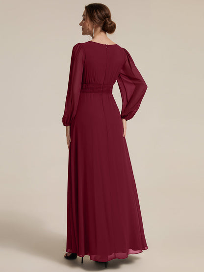 Chiffon Puff Sleeve A-Line Evening Dress