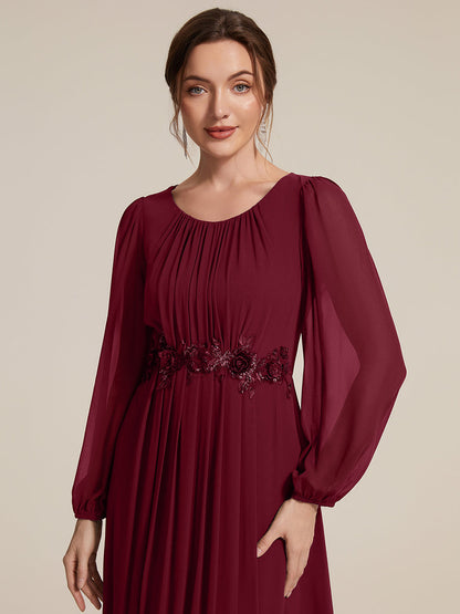 Chiffon Puff Sleeve A-Line Evening Dress