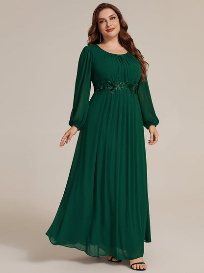 Plus Size Chiffon Puff Sleeve Evening Dress