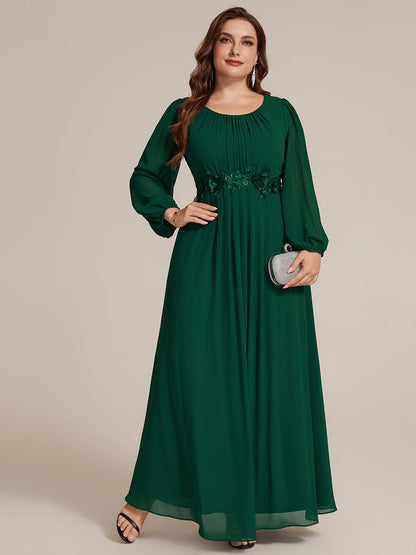 Plus Size Chiffon Puff Sleeve Evening Dress