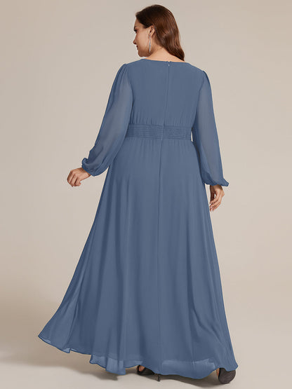 Plus Size Chiffon Puff Sleeve Evening Dress