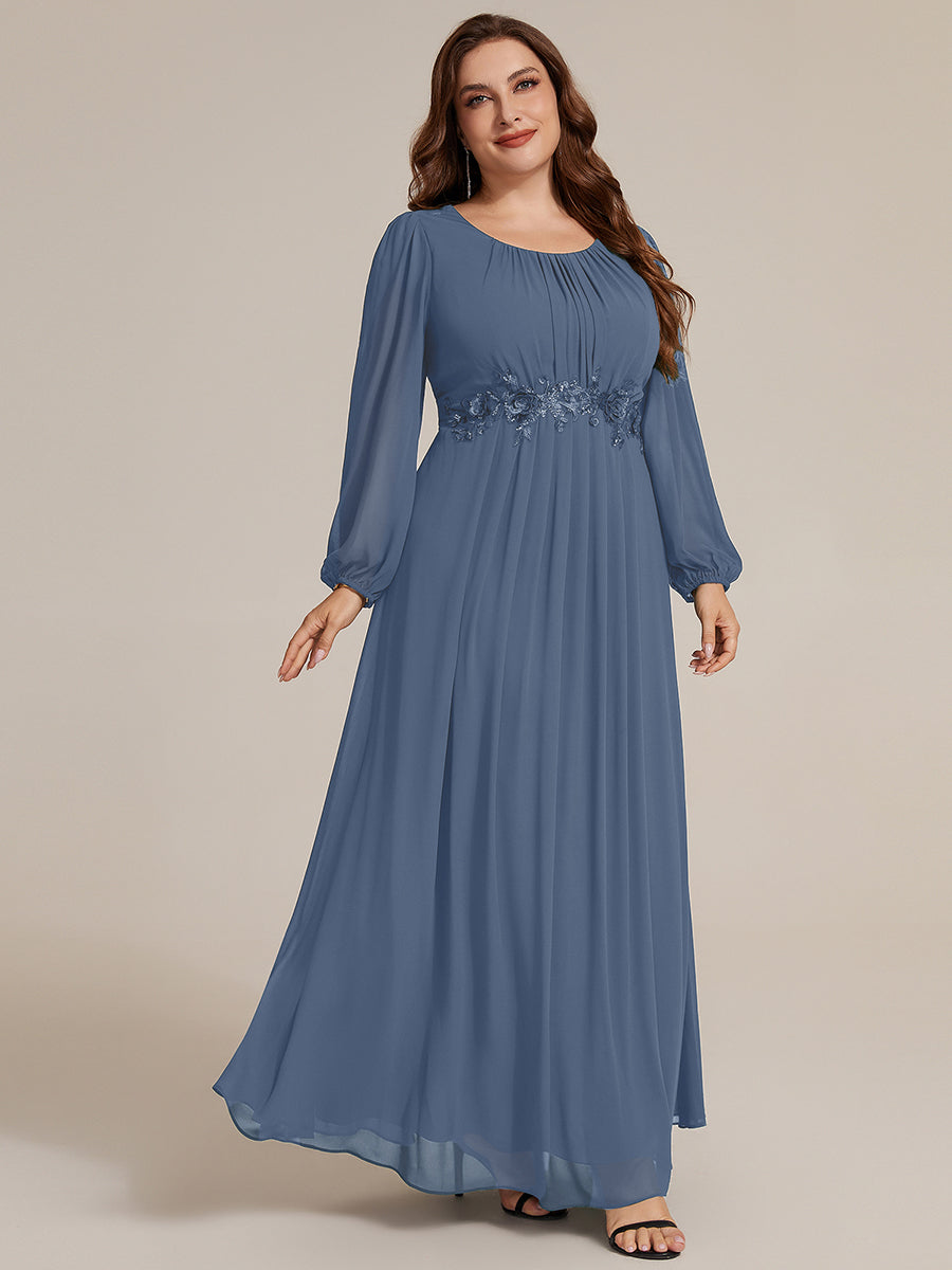 Plus Size Chiffon Puff Sleeve Evening Dress