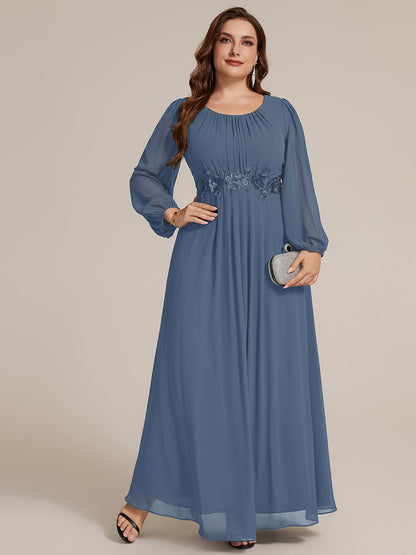 Plus Size Chiffon Puff Sleeve Evening Dress