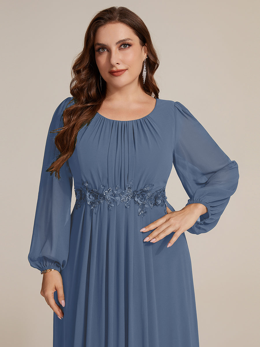 Plus Size Chiffon Puff Sleeve Evening Dress