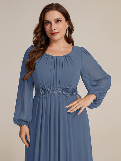 Plus Size Chiffon Puff Sleeve Evening Dress
