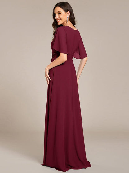 ever ASPYN|Pleated Applique Maxi Bridesmaid Dress
